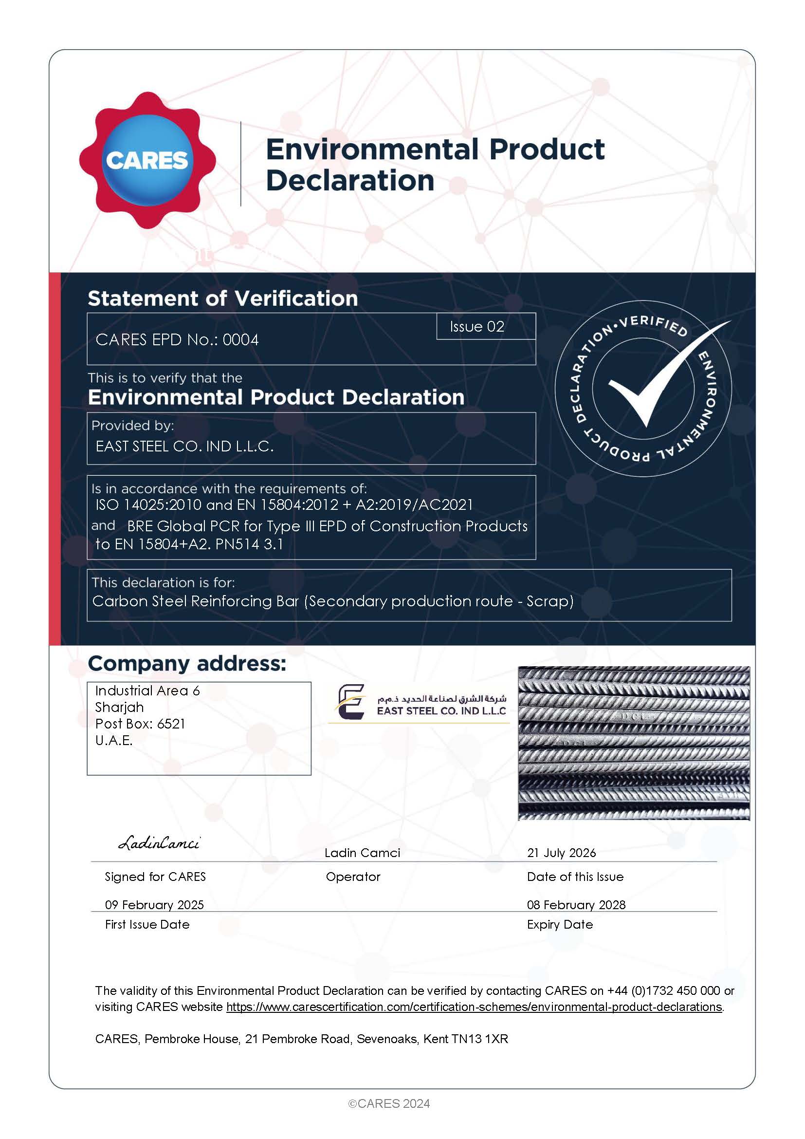 East Steel Co Ind. LLC EPD